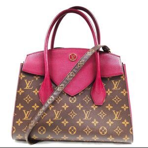 Auth Louis Vuitton Brown Maroon LV Florine Monogram 2way Satchel